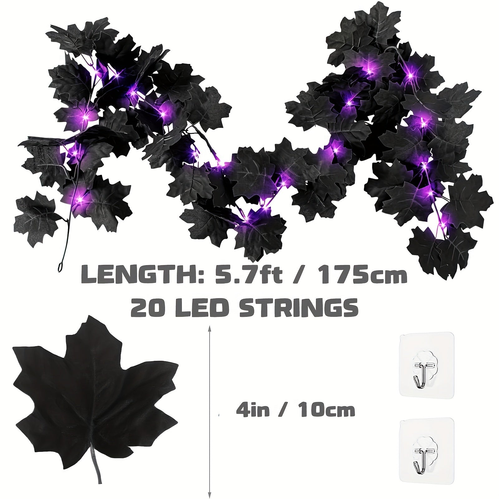 Halloween Decor Lights 20 LED Maple Leaf Garland With Light Fall Decor