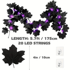 Halloween Decor Lights 20 LED Maple Leaf Garland With Light Fall Decor
