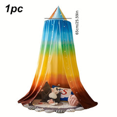 Rainbow Print Canopy Bedding Polyester Mosquito Net for Kids