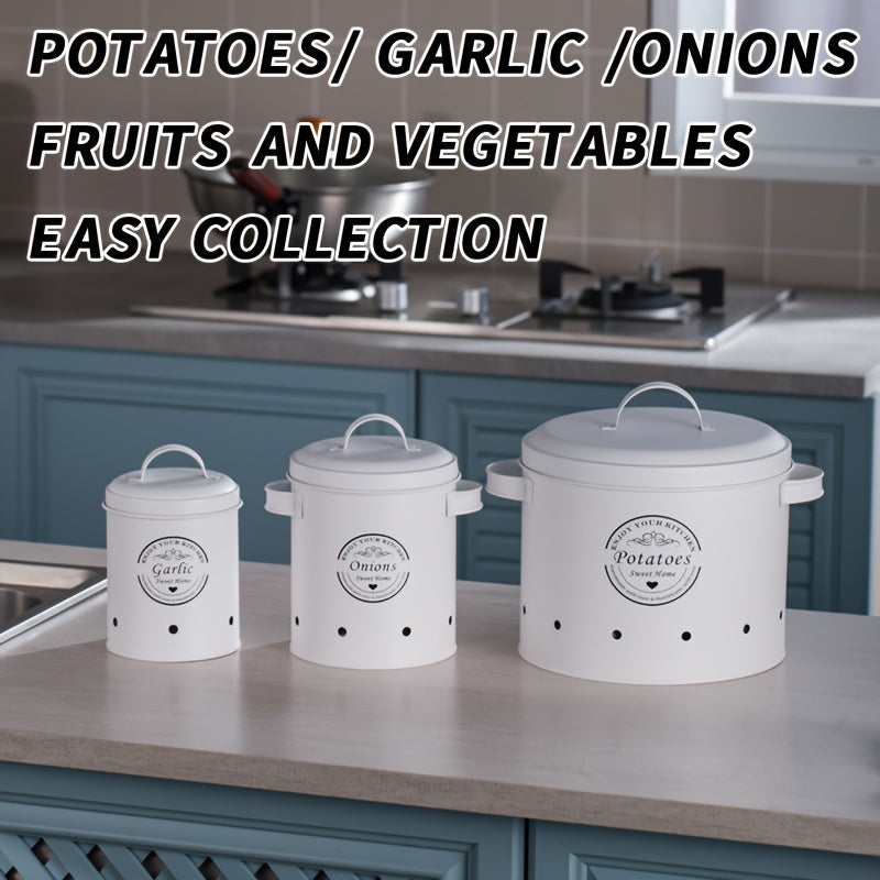 3pcs Household Iron Vegetable Storage Jar Kitchen Container