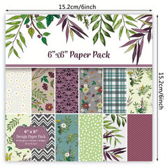 12pcs Floral Geometric Scrapbooking Paper DIY Background Craft M