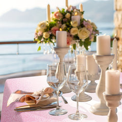 Pink Plastic Tablecloth for Parties Gradient Pastel Pink Disposable Tablecloth