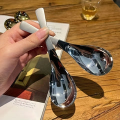 Stainless Steel Short Handle Gold Soup Spoon
