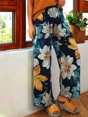  Floral Print High Rise Wide Leg Trousers