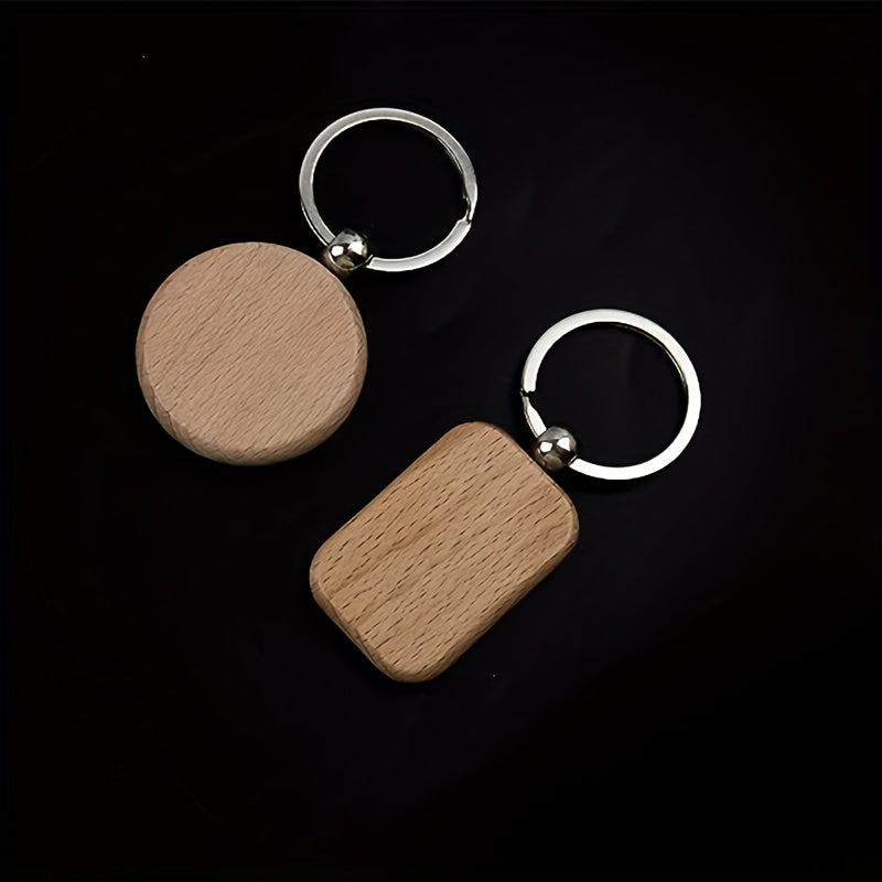 Wood Keychain Wooden Pendant Creative Small Gift DIY Engraved
