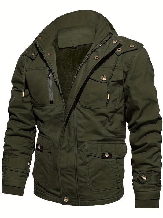 Men's Winter Cargo Jackets Thicken Outwear Fleece Lined Military Warm Coat