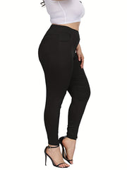  Solid High Rise Medium Stretch Skinny Pants