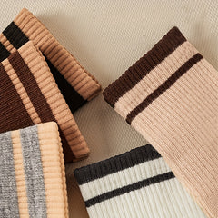 5 Pairs Striped Trim Socks Breathable Sports Stockings