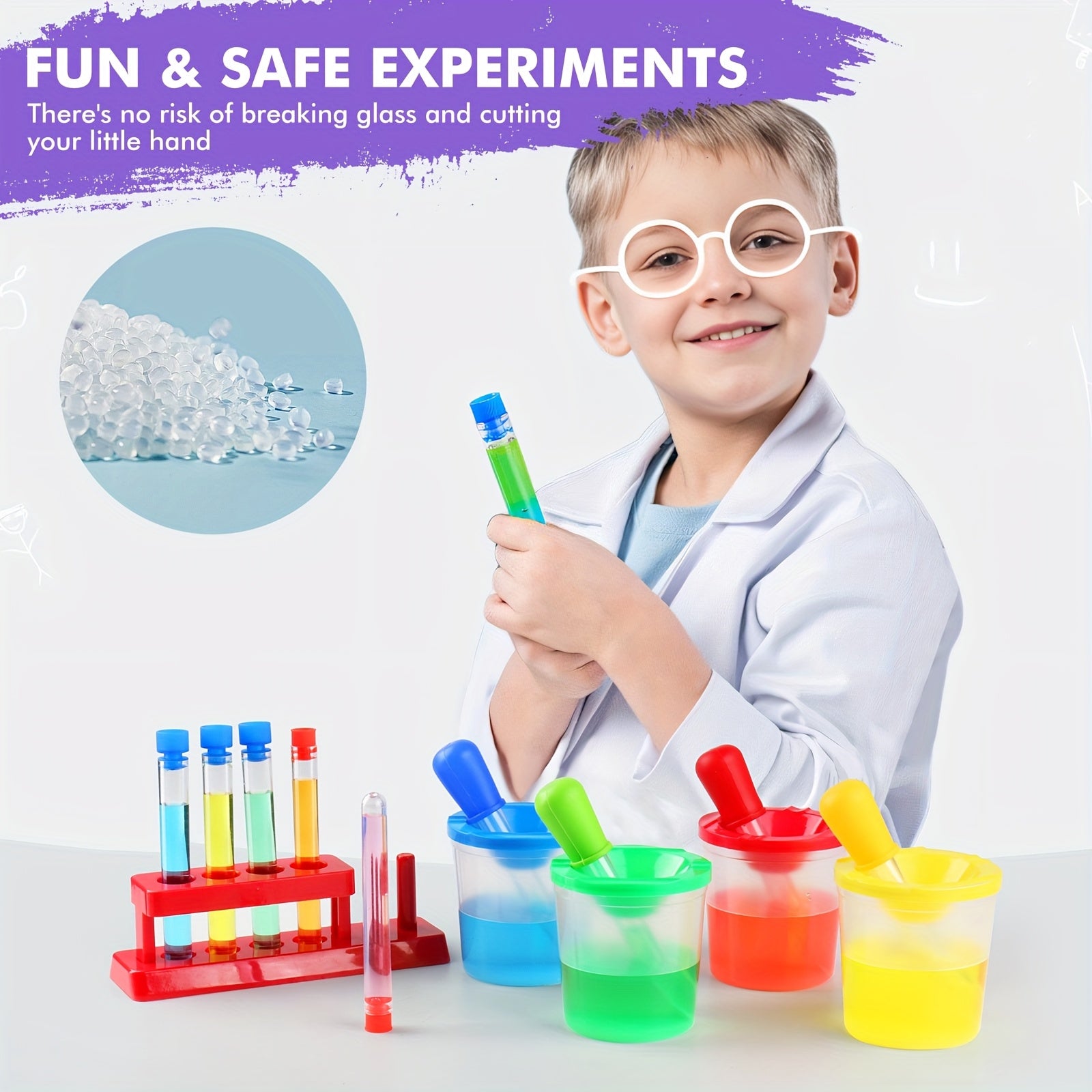 Colorful Science Experiment Kit for Kids with Test Tube Stand