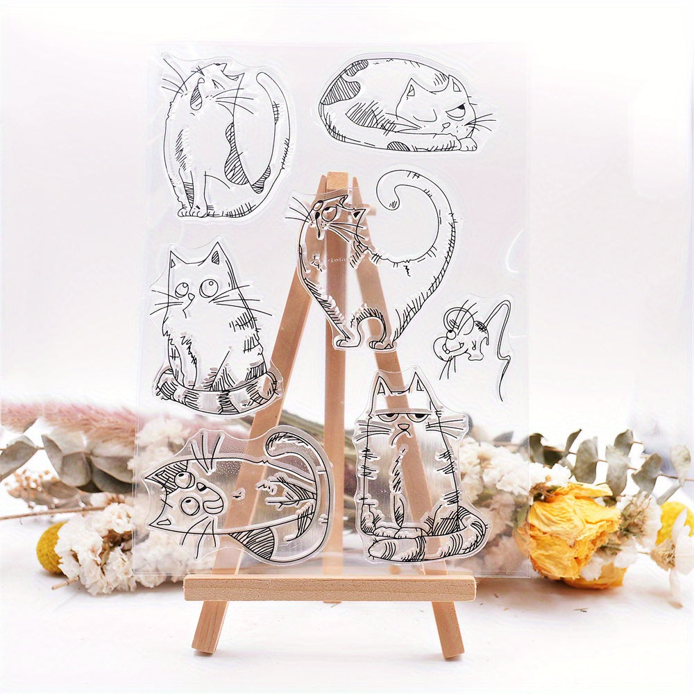 Cat Silicone Stamp for Crafts and Scrapbooking