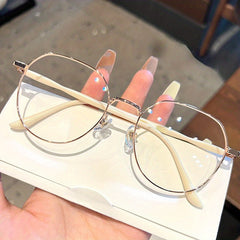Macaroon Metal Oval Anti Light Glasses for Women Men