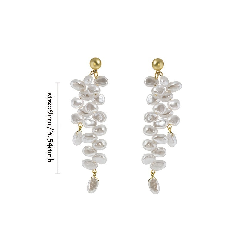 Baroque Pearl Tassel Earrings Long Dangle Ear Jewelry