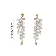 Baroque Pearl Tassel Earrings Long Dangle Ear Jewelry