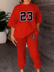 Casual Two Piece Set Crew Neck Tops & Jogger Pants Outfits Women's Clothing