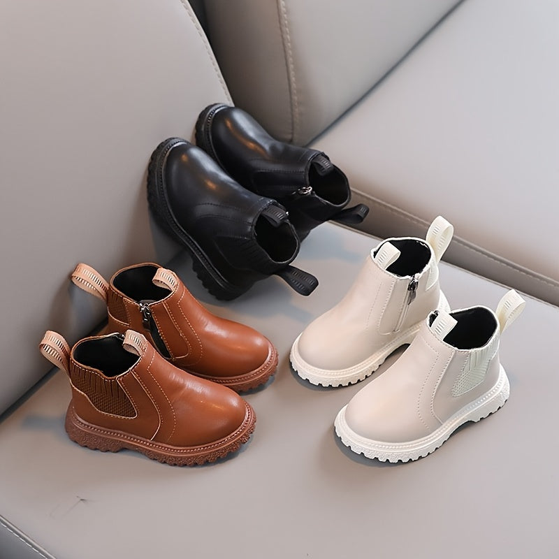 Girls' Lightweight Non-Slip Boots with Zipper for All Seasons