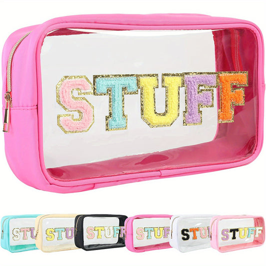Large Clear Chenille Letters Makeup Bag for Travel
