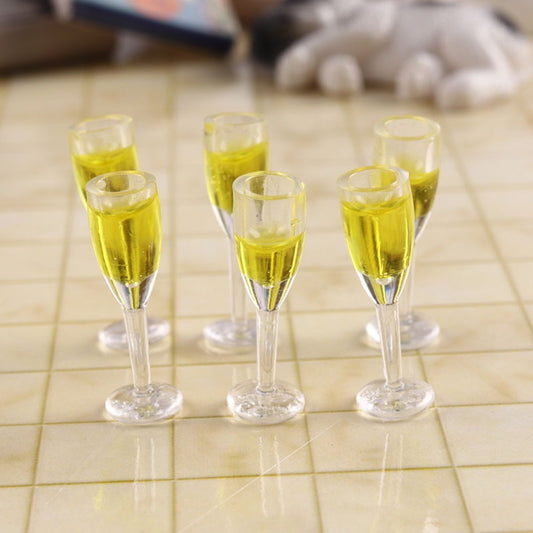 5pcs 1:12 Scale Cocktail Glasses Yellow Plastic Dollhouse Accessories