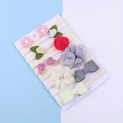 9pcs Flowers Bow Headband Hair Accessories for Baby Girls