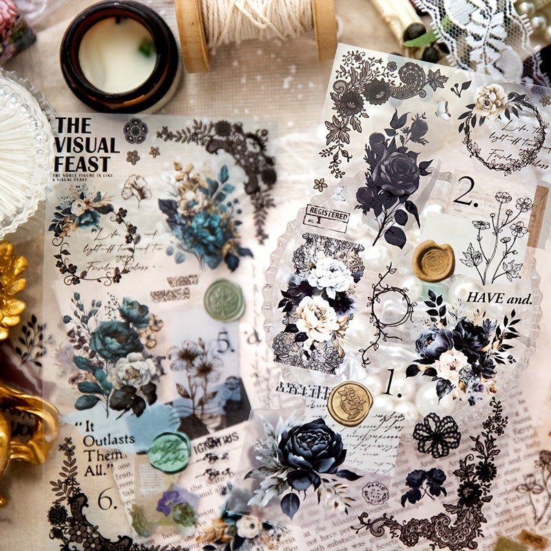 3pcs Lace's Banquet Series Retro Flower Bow Journal DIY Decorative Sticker Pack