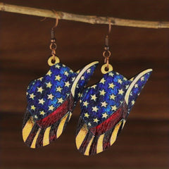 Independence Cowboy Hat Dangle Earrings Wooden Jewelry