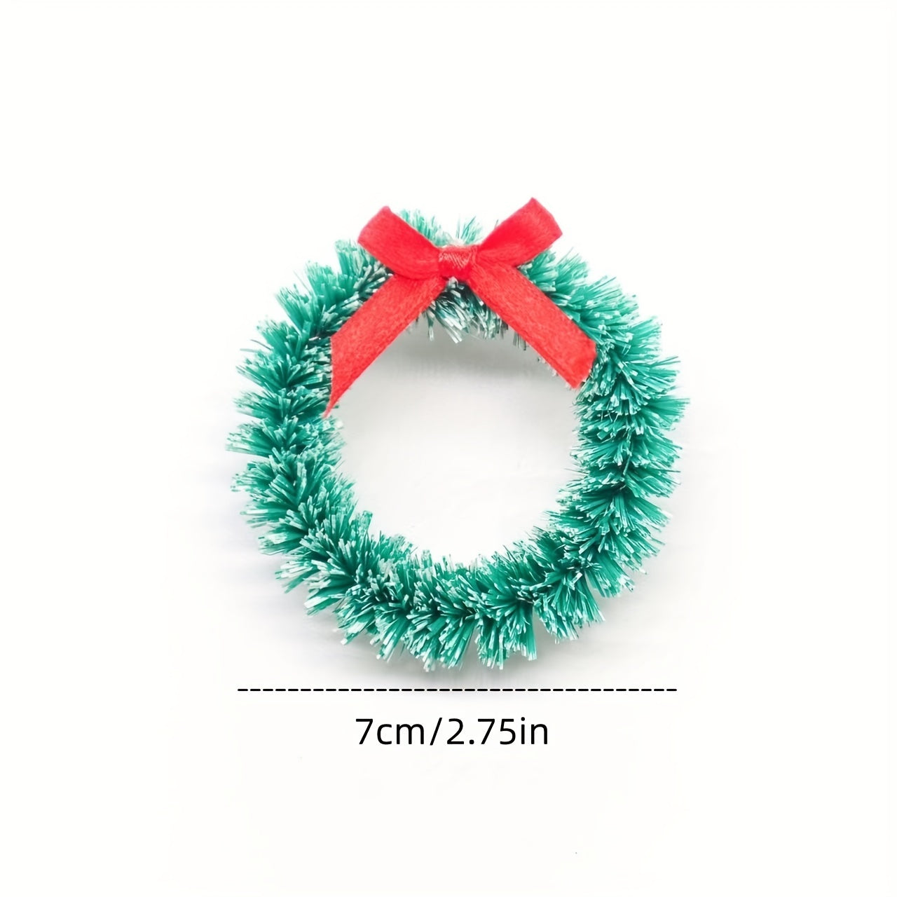 Christmas Wreath Pendant Mini Linen Circle Plastic Strip Artificial Flower