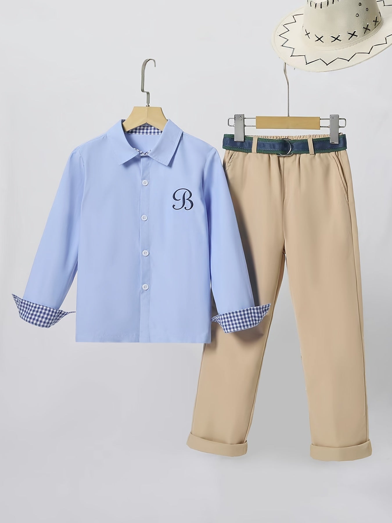 Boys Plaid Shirts & Pants Set Long Sleeve Tops - Kids Clothes