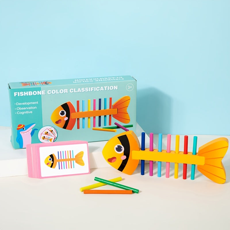 Wooden Fishbone Teaching Tool Fine Motor Skills Training Educational Science Toy
