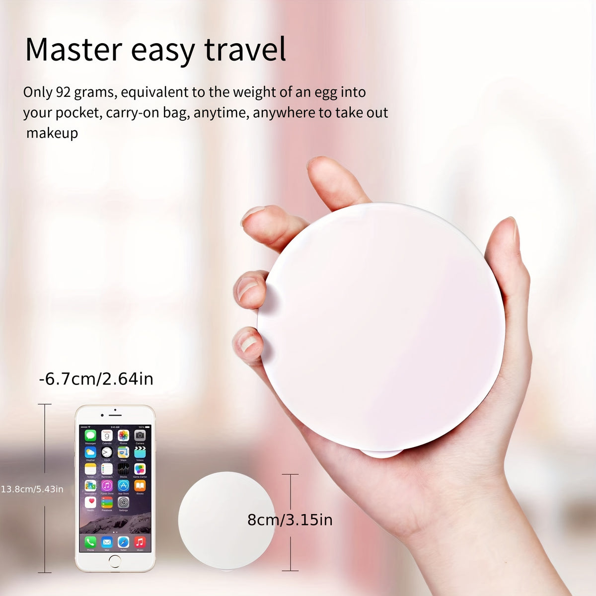 LED Lighted Travel Makeup Mirror with 2x 1x Magnifying & 3 Light Settings