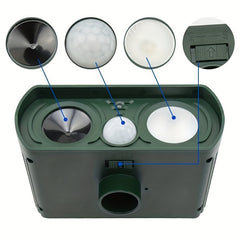 Outdoor Solar Ultrasonic Animal Repellent - Repels Mice, Birds, Dogs