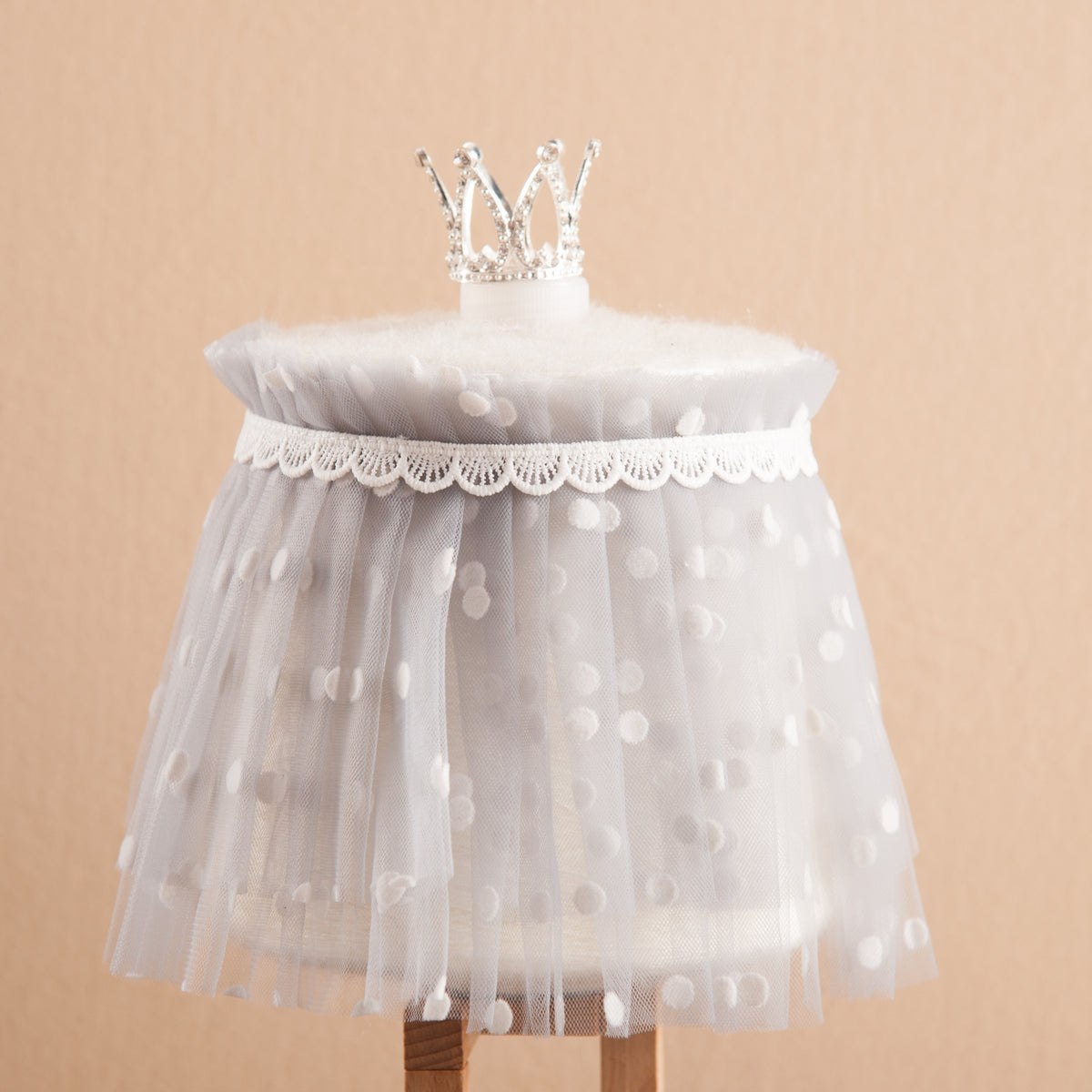 2pcs Gray Crown & Pink Lace Skirt Set for Newborn Photography Props