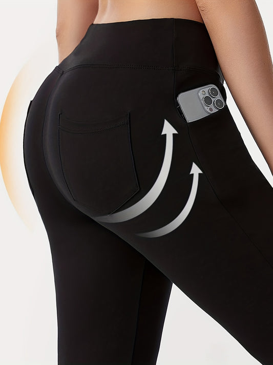 High Waist Bell Bottom Pants Stretchy Slim Fitting Yoga Fitness Dance Flared