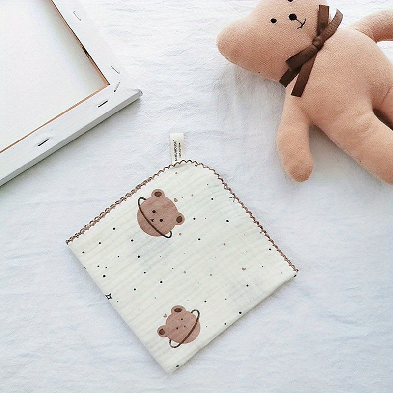 Animal Pattern Handkerchief Soft Face Towel Small Square Scarf Cartoon Hankies