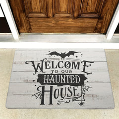 Haunted House Door Mat Spooky Halloween Theme Non Slip Welcome Mat