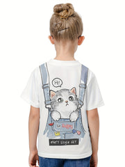 3D Naughty Cat Print T shirt Breathable For Summer Sports