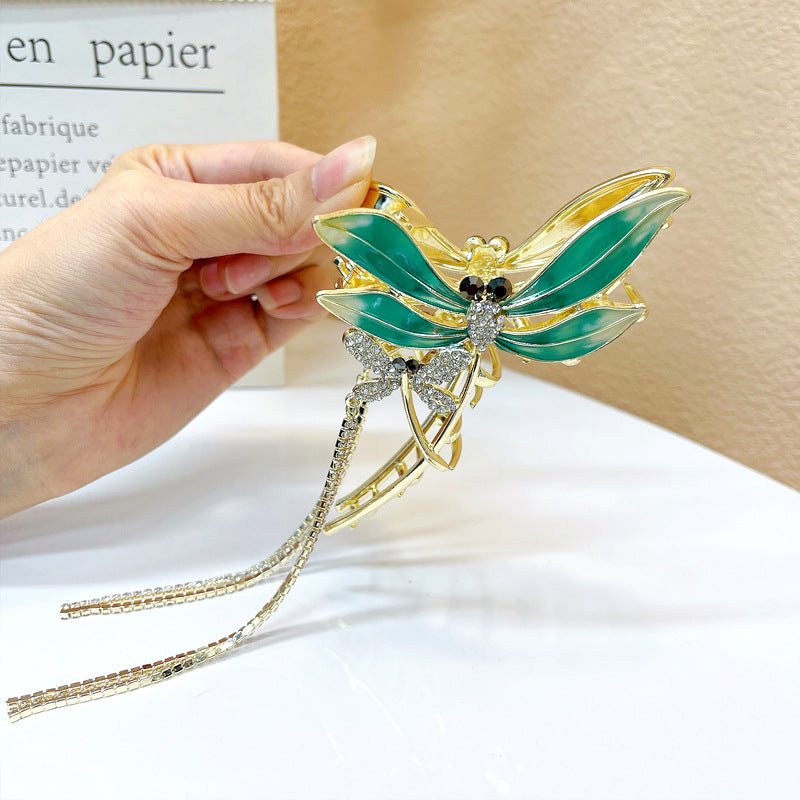 Green Dragonfly Fringed Hair Clip Adult Hair Accessories
