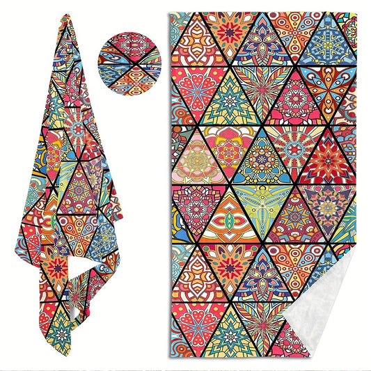 Boho Pattern Beach Towel Quick Dry Soft Absorbent Sandproof Lightweight Blanket
