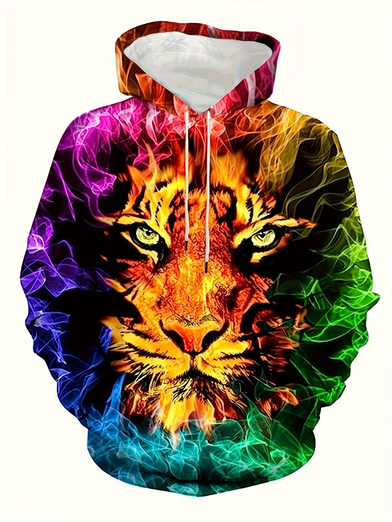 Art Style Fox Print Hoodies For Men Graphic Sweatshirt Comfy Hooded Pullover