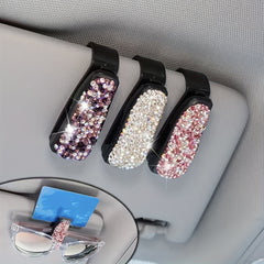 Car Sunglasses Clip Soft Ceramic Artificial Diamond Female Car Visor Clip