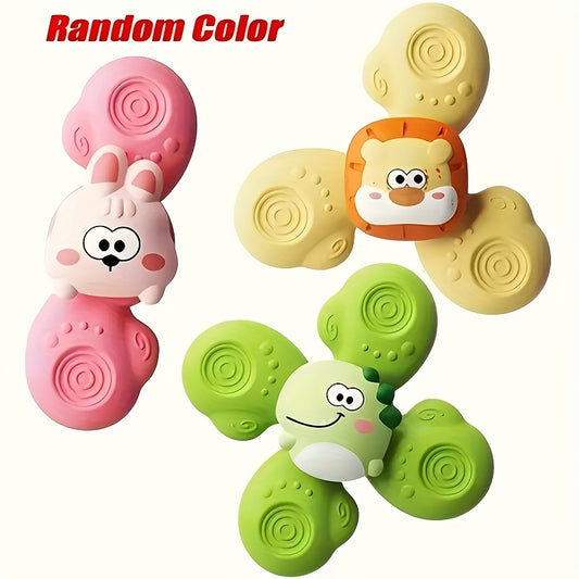 3 Piece Suction Cup Spinning Toy for Kids Sensory Spinner 0-3 Years