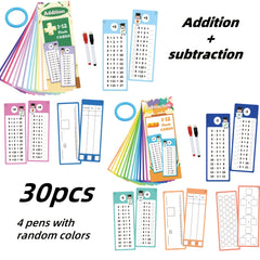 30pcs 1-12 Math Flashcards with Dry Erase Markers | Engaging Learning Tools