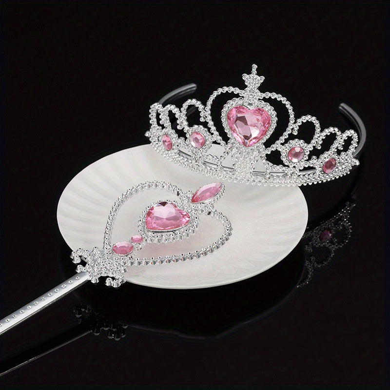 Princess Rhinestone Tiara Set Glitter Hair Accessories