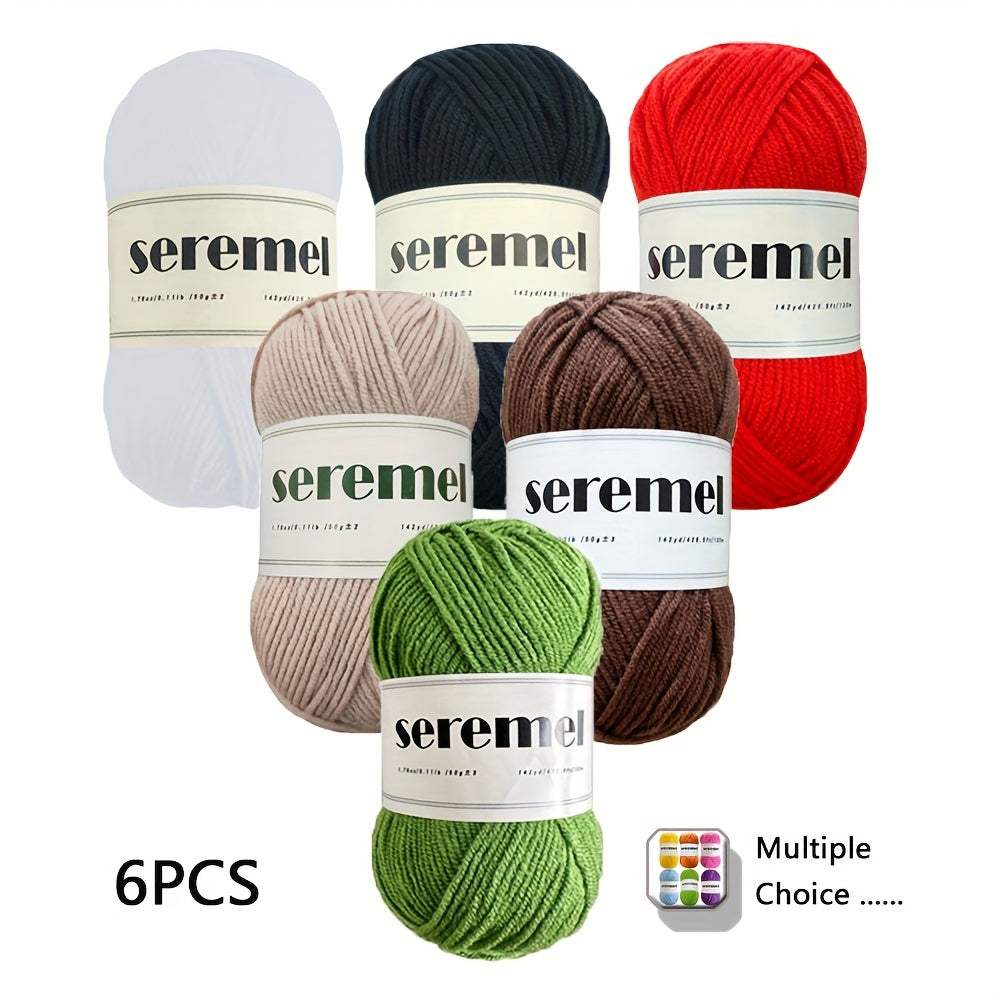 6 Large Acrylic Yarn Skeins Multicolor Soft for Knitting Crochet Crafts