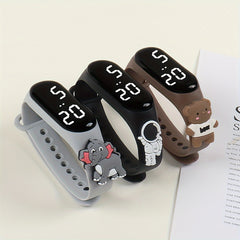 3pcs Animal Series Kids' Digital Watches Astronaut Elephant & Bear Designs