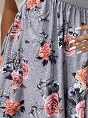  Colorblock Floral Print Ruched Tank Top