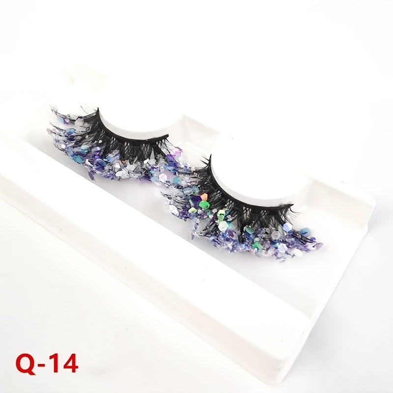 Glitter False Eyelashes Dramatic Fluffy Makeup Lashes for Stage Cosplay Parties