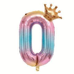 32 inch Gradient Crown Number Balloon for Celebration