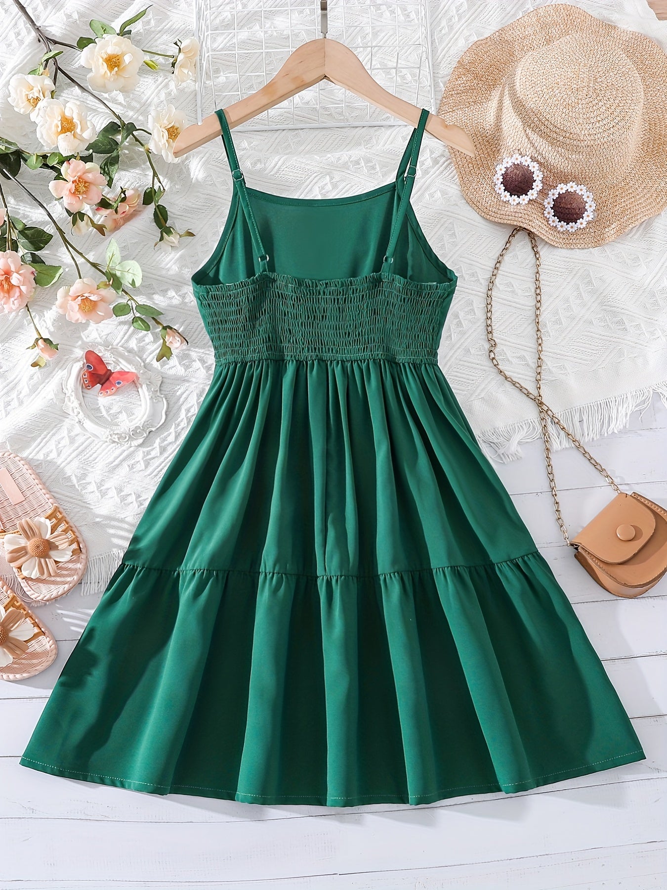 Girls' Elastic Waist Swing Cami Dress For Party Going Out