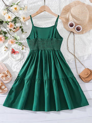 Girls' Elastic Waist Swing Cami Dress For Party Going Out