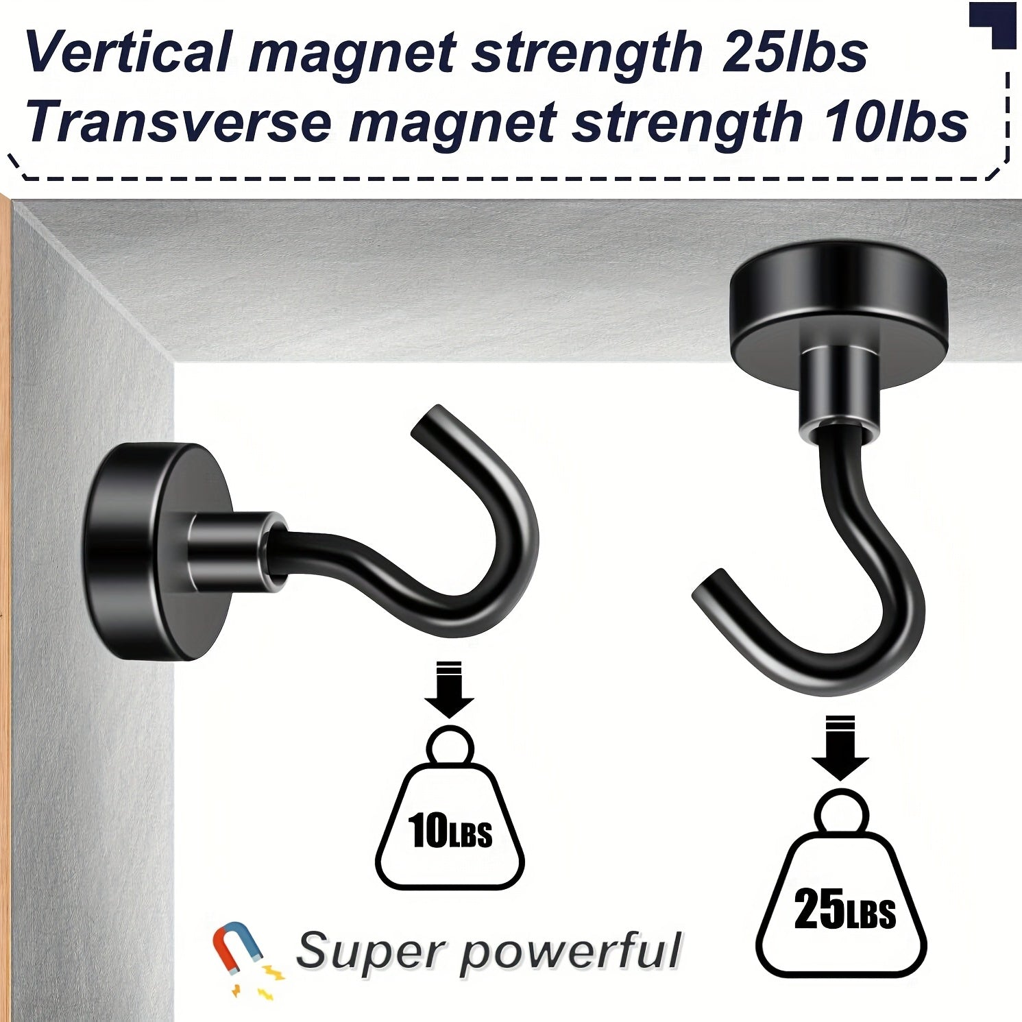 6pcs Magnetic Hook 11 34 KG Strong Neodymium Magnet Hook For Hanging