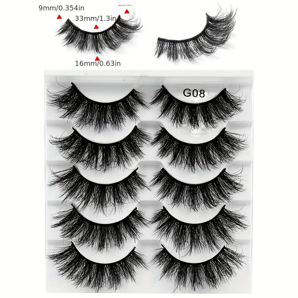 5 Pairs Messy Faux Mink Lashes Crisscross Fluffy Natural Volume False Lashes